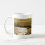 Sunset Speedboat & Sailboat Silhouettes Coffee Mug