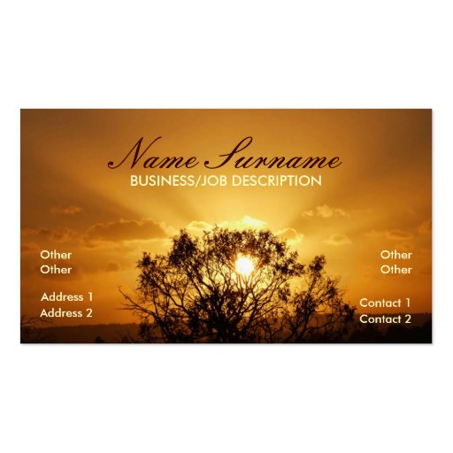 Sunset Sunrays Business Card (front side)