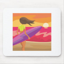 Sunset surfer mouse pads