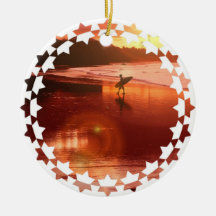 Sunset Surfer Ornament