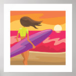 Sunset surfer print