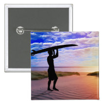 Sunset Surfer Sand & Clouds Pin
