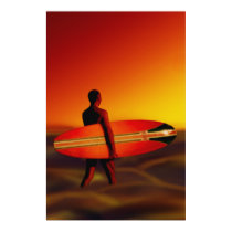 Sunset Surfer Surfing Poster posters