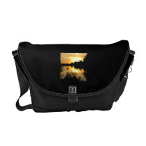 Sunset Swan Lake orange yellow Commuter Bags