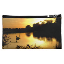 Sunset Swan Lake orange yellow Makeup Bags