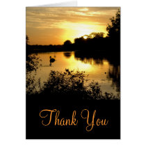 Sunset Swan Lake orange yellow Thank You Card