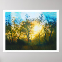 Sunset through Central Coast Oaks Posters