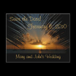 Sunset Through Palm Fronds Save the Date Postcard