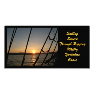 Sunset through rigging photocard photo cards
