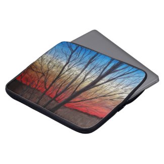 Sunset thru' trees, laptop bag laptop computer sleeve