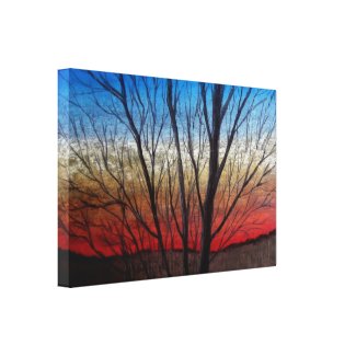 Sunset thru' trees wrapped canvas gallery wrap canvas