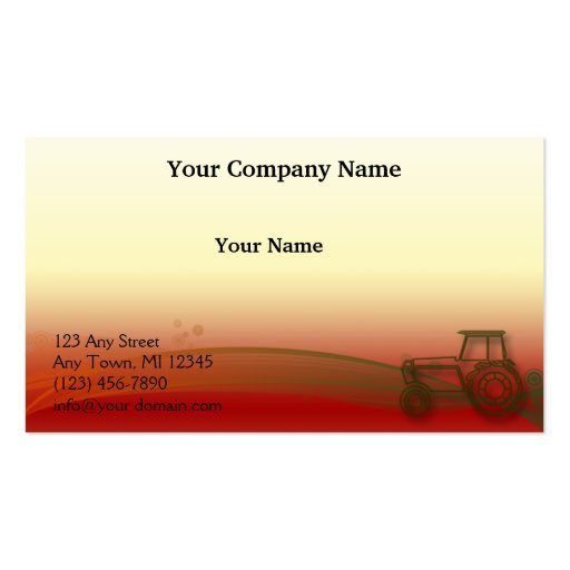 Sunset Tractor Illustration Business Card Template (front side)