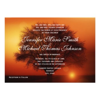 Sunset Tree Silhouette Fall Wedding Invitations