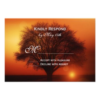 Sunset Tree Silhouette Fall Wedding RSVP Cards