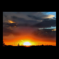 Sunset under the storm. posters