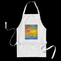 Sunset View Seascape Landscape Painting - Multi aprons