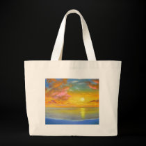 Sunset View Seascape Landscape Painting - Multi bags