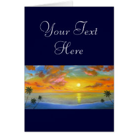 Sunset View Seascape Landscape Painting - Multi Greeting Card