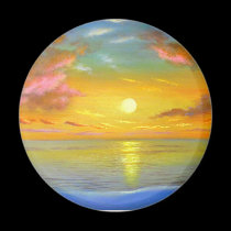 Sunset View Seascape Landscape Painting - Multi magnets