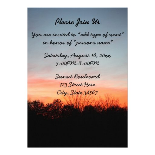 Sunset Wedding Announcement Invitations