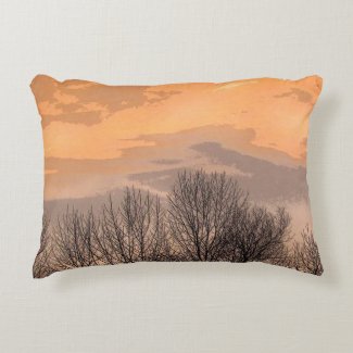 Sunset with Bare Trees Accent Pillow