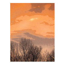 Sunset with Bare Trees Postcard