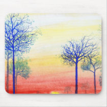Sunset with Blue Trees mousepads by muiling Sunset with Blue Trees mousepads