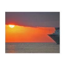 Sunset with cruise ship postcards