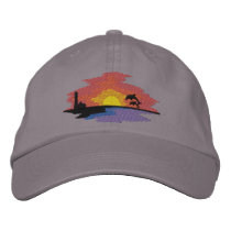 Sunset with Dolphins embroidered hats
