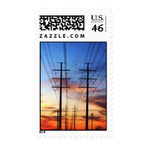 Sunset with power lines stamps