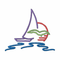 Sunset with sailboat embroidered shirts by ZazzleEmbroidery Sunset with sailboat embroidered shirts