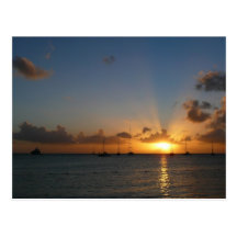 Sunset with Sailboats Postcard
