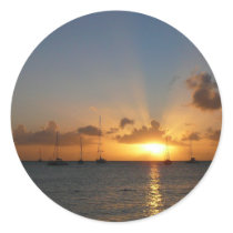 Sunset with Sailboats Sticker by mlewallpapers Sunset with Sailboats Sticker