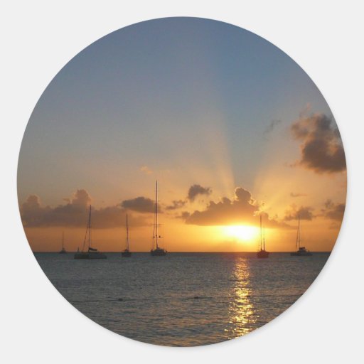 Sunset with Sailboats Sticker