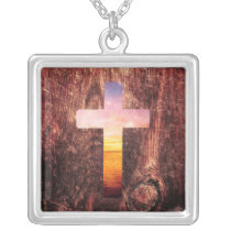 spirituality, sunset, wood, cross, vintage, inspire, landscape, dream, beautiful, necklace, sea, cute, cool, pattern, nautical, crucifix, wooden, religious, fun, beach, Necklace with custom graphic design
