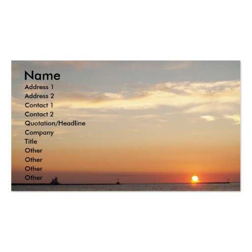 Sunsets, Sailboats and Lighthouse Business Card (front side)