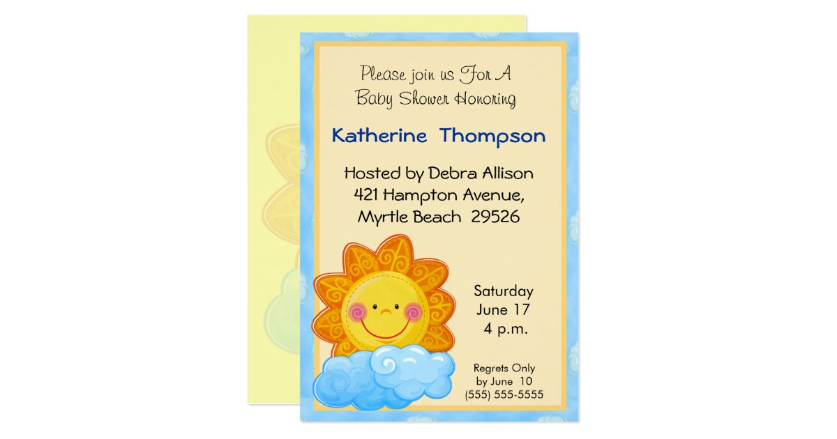 Sunshine Baby Shower Invitation | Zazzle