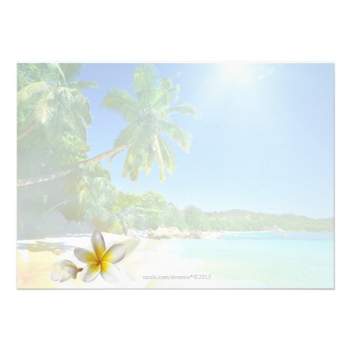 Sunshine Beach Palm Trees Plumerias Wedding Invite