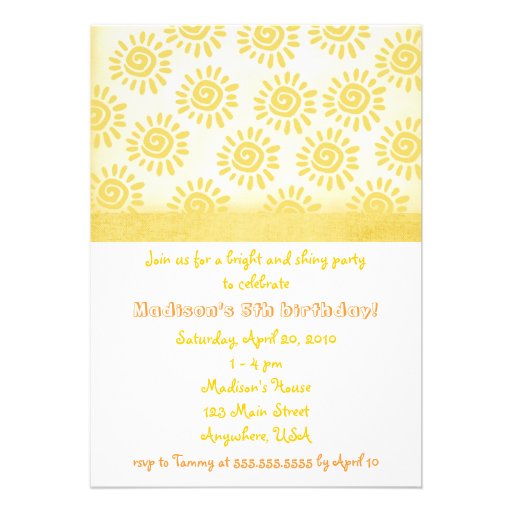 Sunshine Birthday Invitation