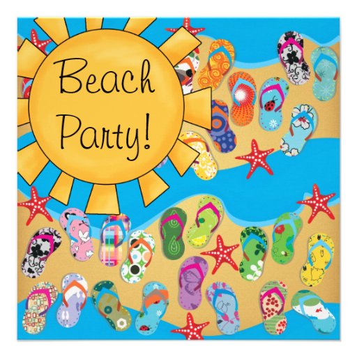 Sunshine Flip Flops Beach Party Personalized Announcement