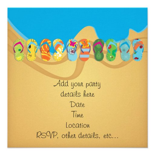 Sunshine Flip Flops Beach Party Personalized Announcement