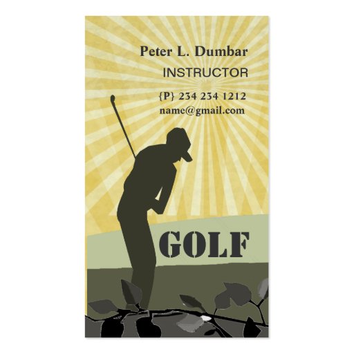 Sunshine Golf Player- Coach Business Card Template (front side)