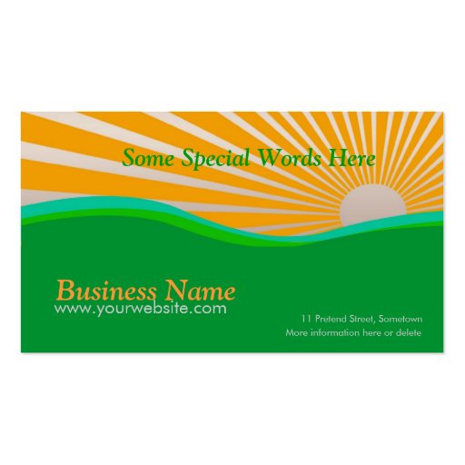 Sunshine Green Hills Curves Business Card (back side)