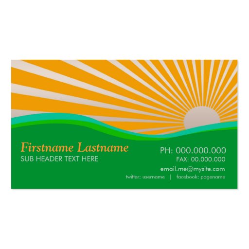 Sunshine Green Hills Curves Business Card (front side)