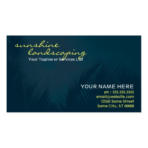 sunshine landscaping business card (front side)