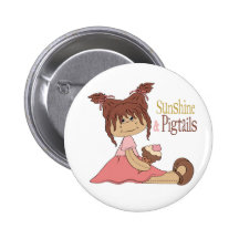Sunshine & Pigtails Pinback Button