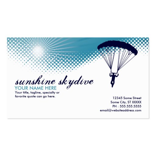 sunshine skydiving business card template