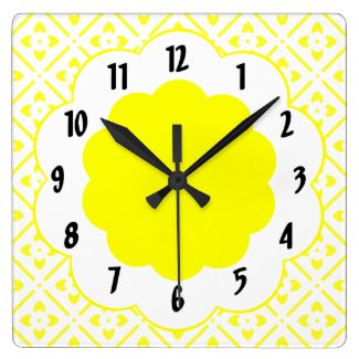 Sunshine Yellow Flower Pattern  Wall Clock