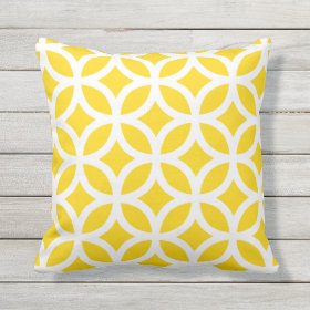 Sunshine Yellow Geometric Pattern Outdoor Pillows