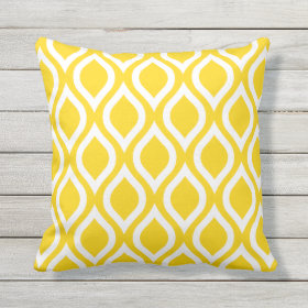 Sunshine Yellow Outdoor Pillows - Tile Pattern
